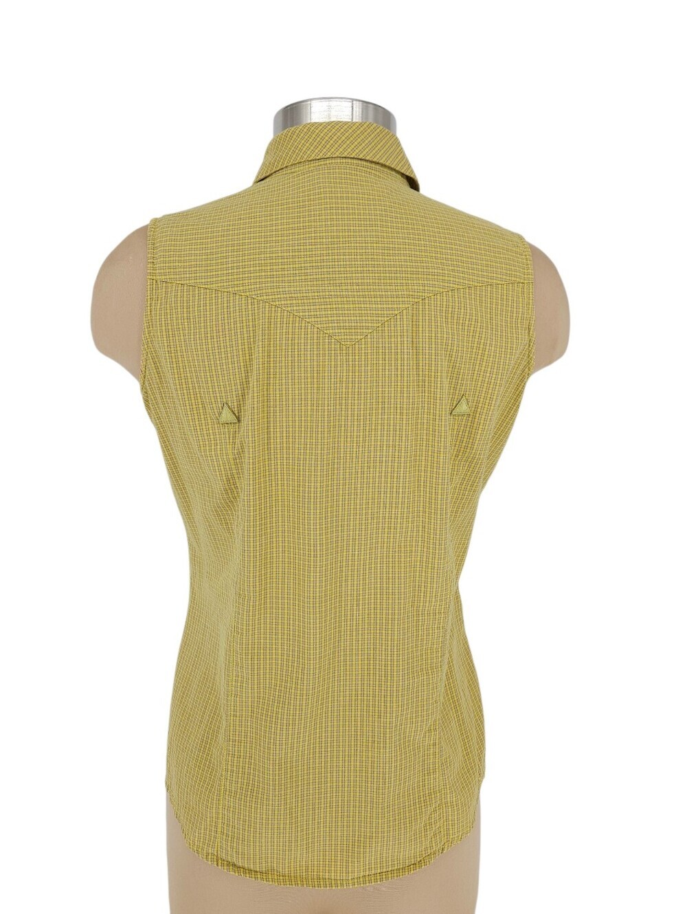 Rockies Western Shirt Yellow Check Plaid Sleeveless Button Collared Top Medium - Picture 5 of 8